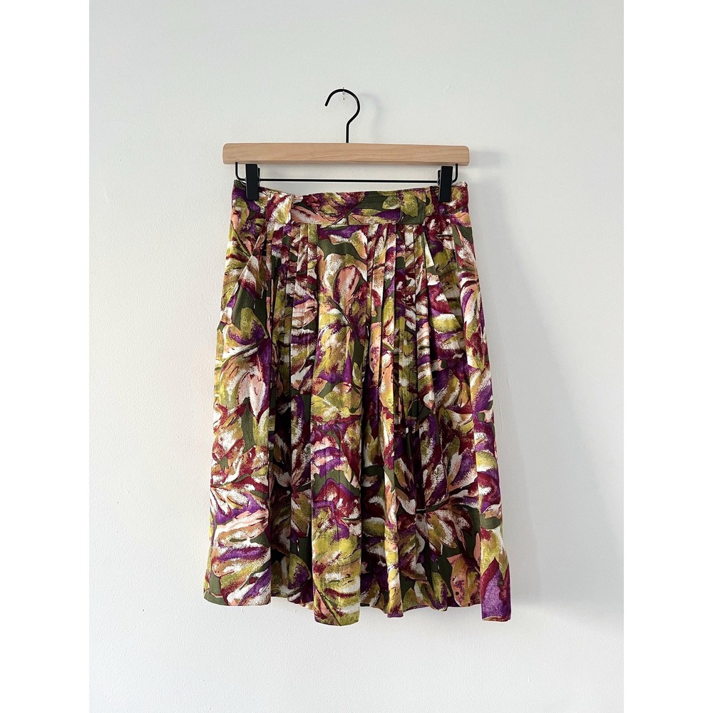Vintage 80s boho botanical floral skirt tropical beach resort vacation cruise
